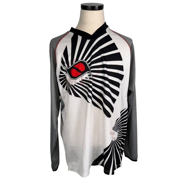 MSR Y2K Mens Motocross Jersey XL White/Gray Graphic Long Sleeve 100% Polyester - Picture 1 of 16